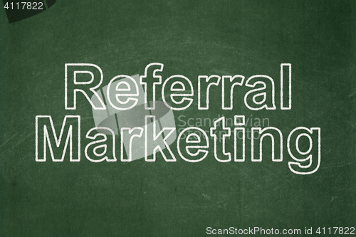 Image of Marketing concept: Referral Marketing on chalkboard background