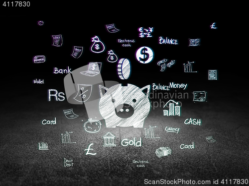 Image of Banking concept: Money Box With Coin in grunge dark room