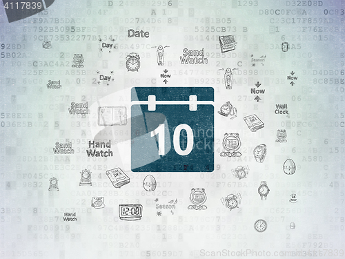 Image of Time concept: Calendar on Digital Data Paper background