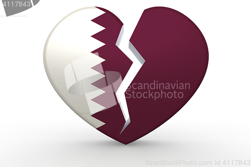 Image of Broken white heart shape with Qatar flag