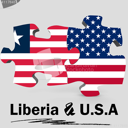 Image of USA and Liberia flags in puzzle 