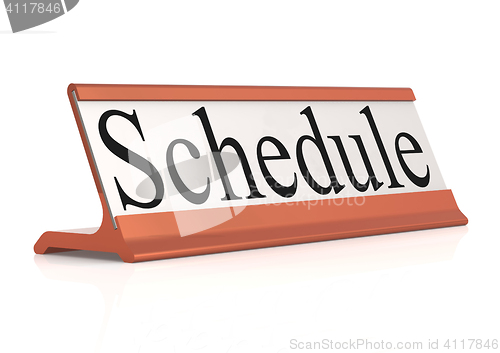 Image of Schedule word on table tag isolated