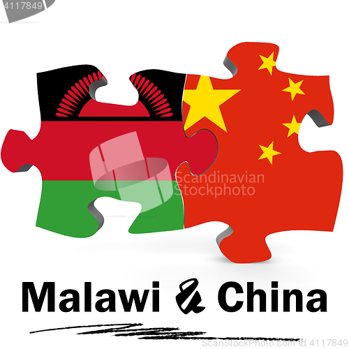 Image of China and Malawi flags in puzzle 