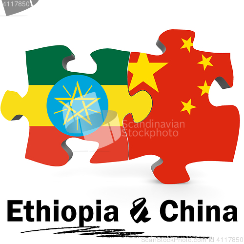 Image of China and Ethiopia flags in puzzle 