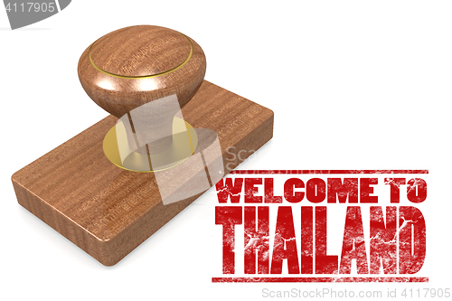 Image of Red rubber stamp with welcome to Thailand