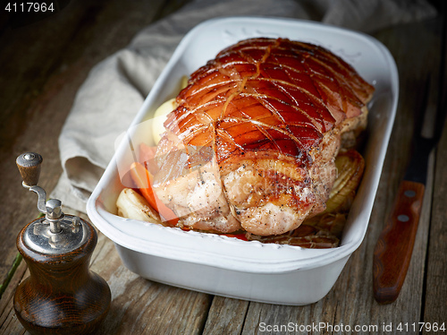 Image of roasted pork and vegetables