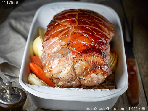 Image of roasted pork and vegetables