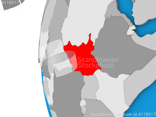 Image of South Sudan on globe