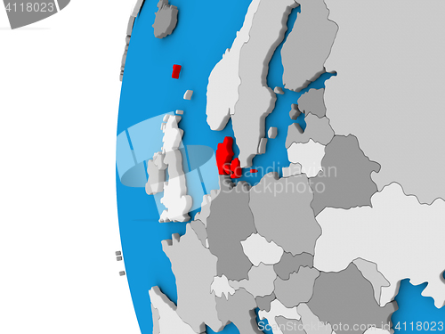 Image of Denmark on globe