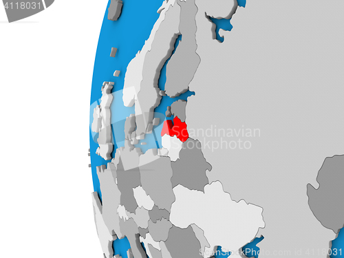 Image of Latvia on globe