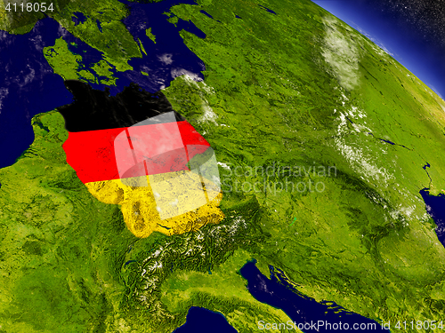 Image of Germany with embedded flag on Earth