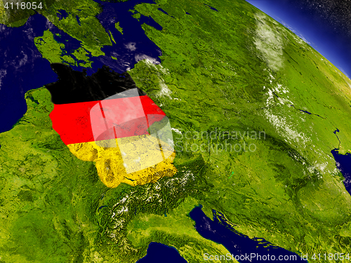 Image of Germany with embedded flag on Earth