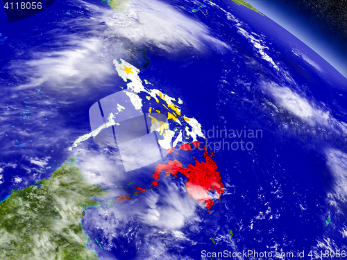 Image of Philippines with embedded flag on Earth