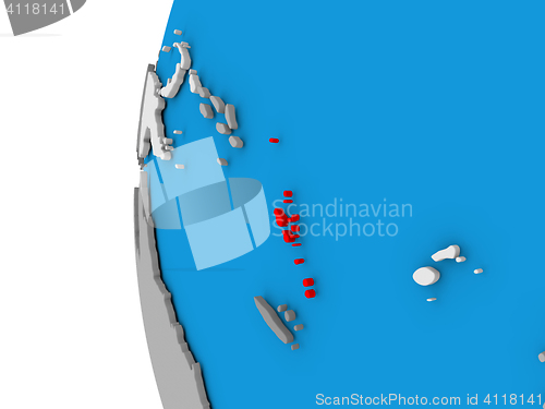Image of Vanuatu on globe