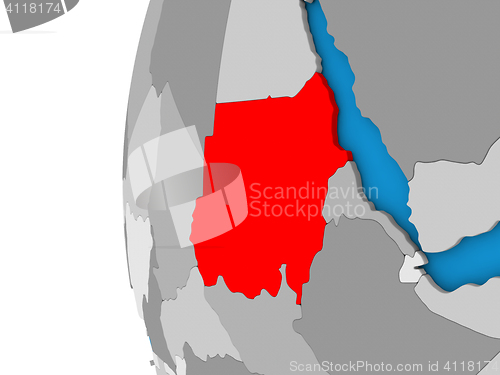 Image of Sudan on globe