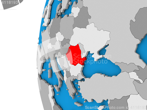 Image of Romania on globe