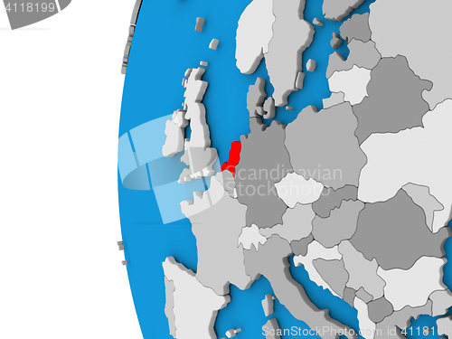 Image of Netherlands on globe