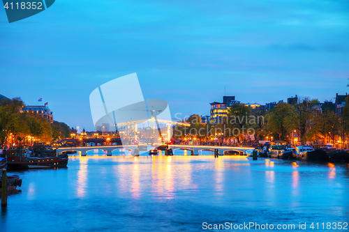 Image of Amsterdam city view with Amstel river