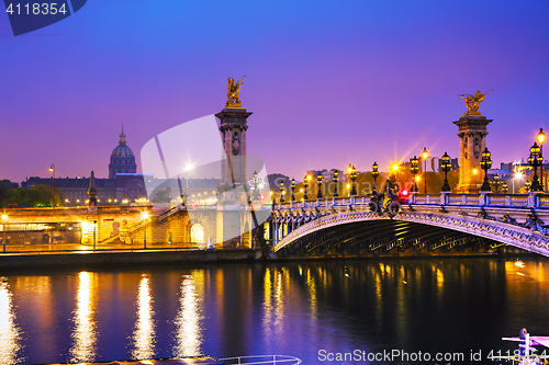 Image of Pont Alexandre III (Alexander III bridge) in Paris, France 