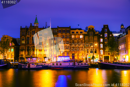 Image of Amsterdam city view with Amstel river