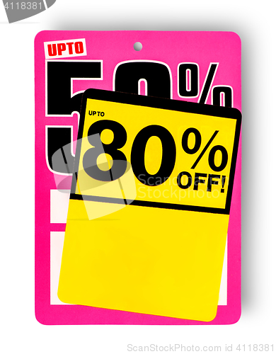 Image of Pink and yellow Super Sale sign