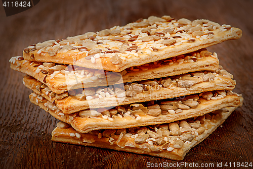 Image of Stack of cereal cookies with seeds