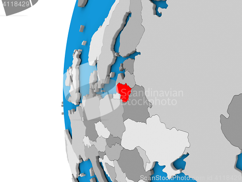 Image of Lithuania on globe