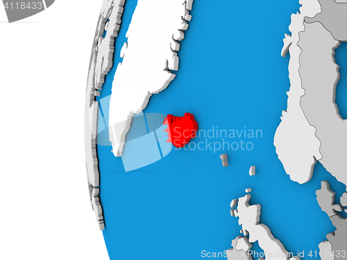 Image of Iceland on globe