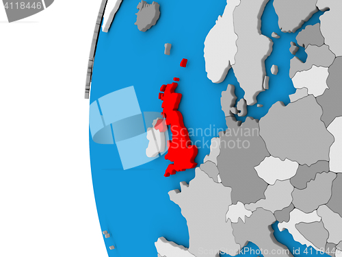 Image of United Kingdom on globe