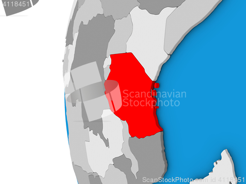 Image of Tanzania on globe