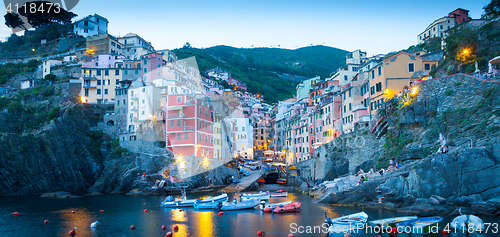 Image of Riomaggiore in Cinque Terre, Italy - Summer 2016 - Sunset Hour