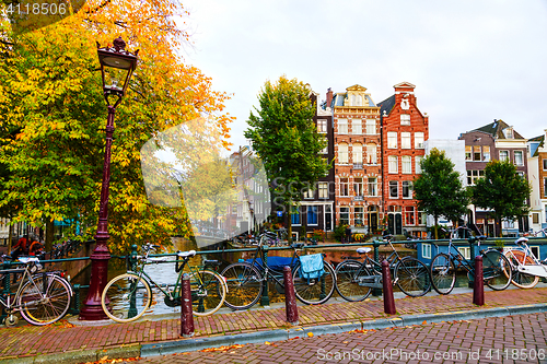 Image of Amsterdam city view with canals