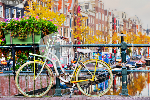 Image of Bycicle parked at the bridge