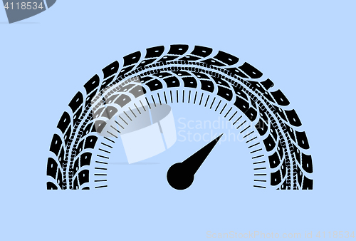 Image of Speedometer vector illustration. Styling by tire tracks.