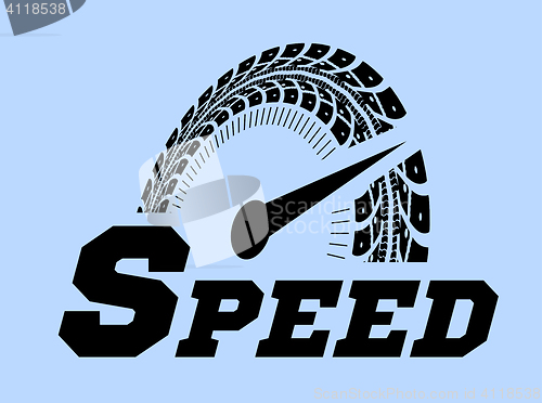 Image of Speedometer vector illustration. Styling by tire tracks.