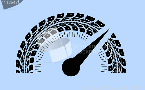 Image of Speedometer vector illustration. Styling by tire tracks.