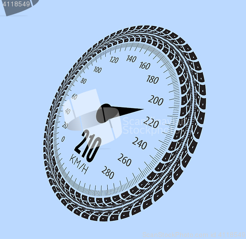 Image of Speedometer vector illustration. Styling by tire tracks.