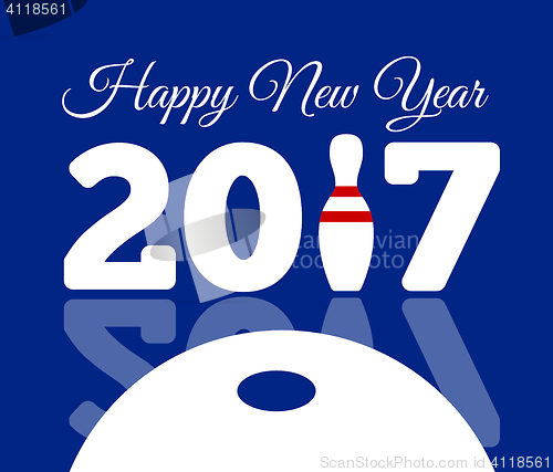 Image of Congratulations to the happy new 2017 year with a bowling and ball