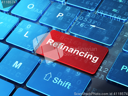 Image of Finance concept: Refinancing on computer keyboard background