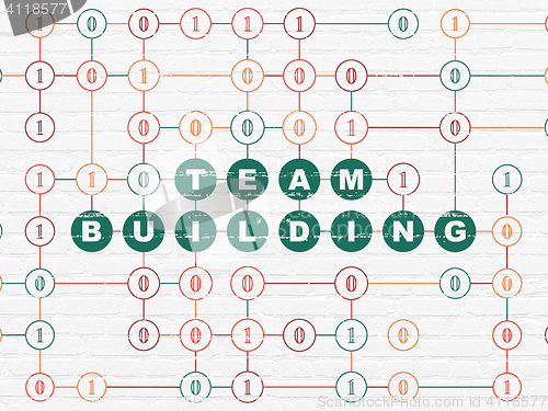 Image of Business concept: Team Building on wall background