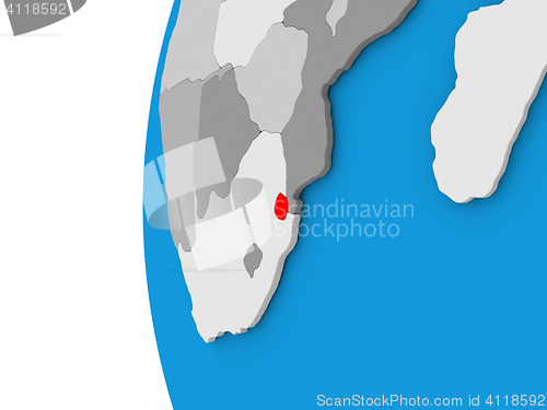 Image of Swaziland on globe