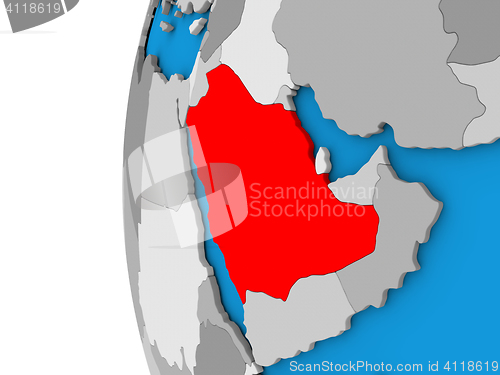 Image of Saudi Arabia on globe