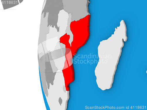 Image of Mozambique on globe