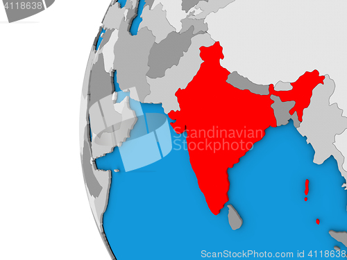 Image of India on globe