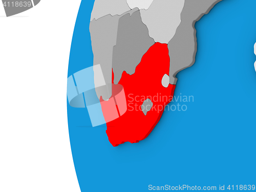 Image of South Africa on globe