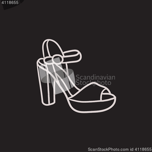 Image of High-heeled sandal sketch icon.