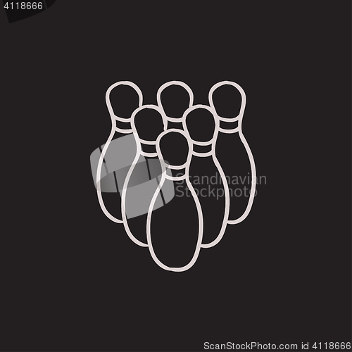 Image of Bowling pins sketch icon.