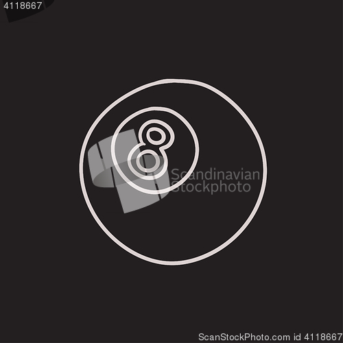 Image of Billiard ball sketch icon.