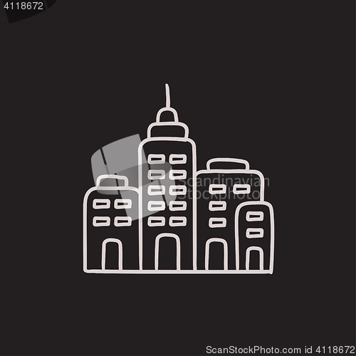 Image of Residential buildings sketch icon.