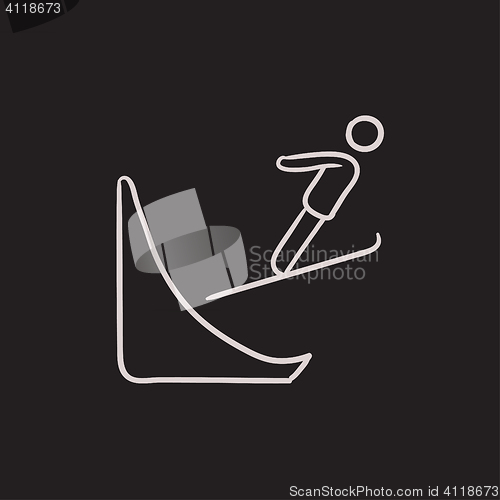 Image of Ski jumping sketch icon.